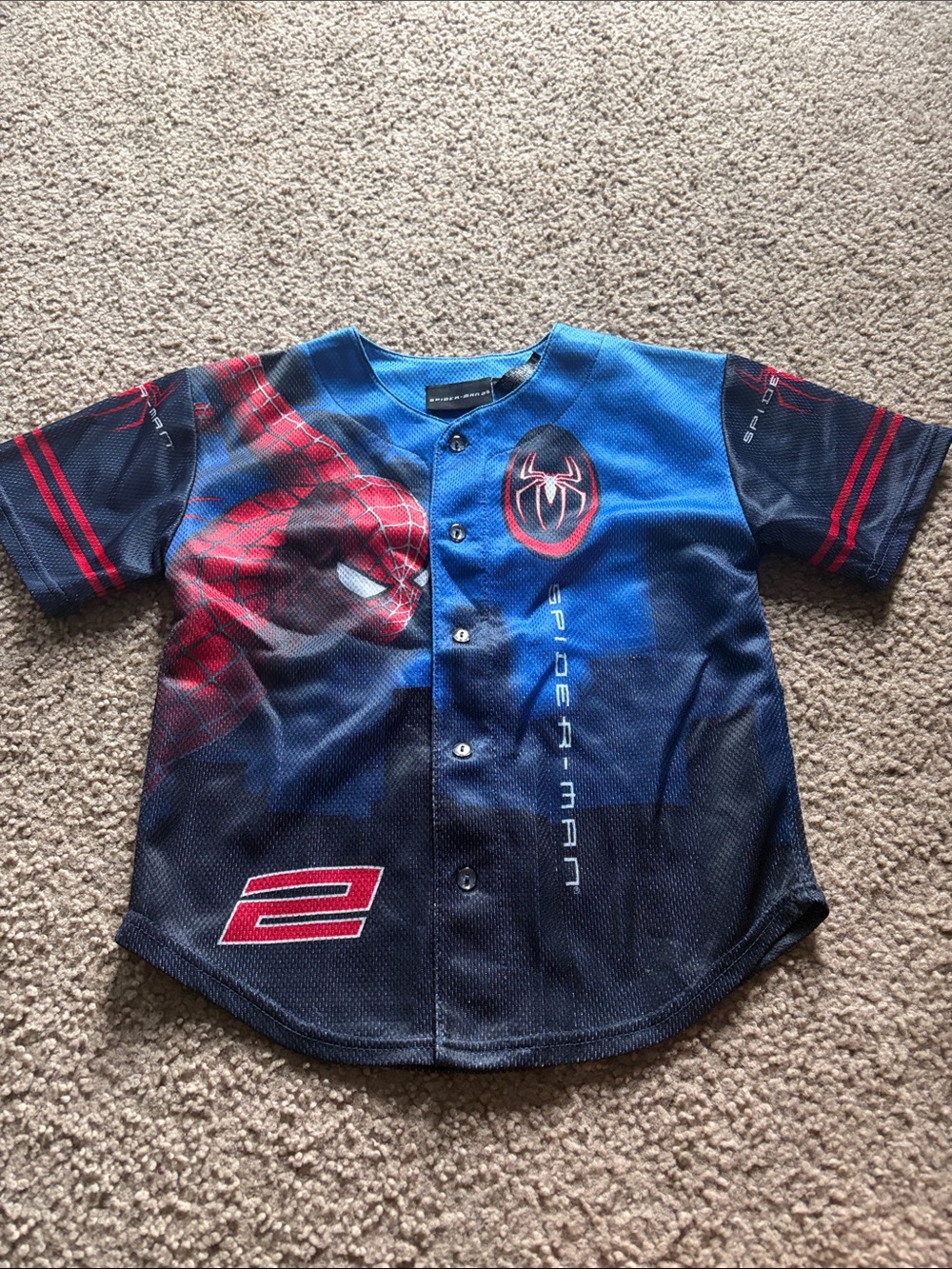 B32 2004 Spider-Man 2 Boys' Blue & Red Baseball-Style Jersey